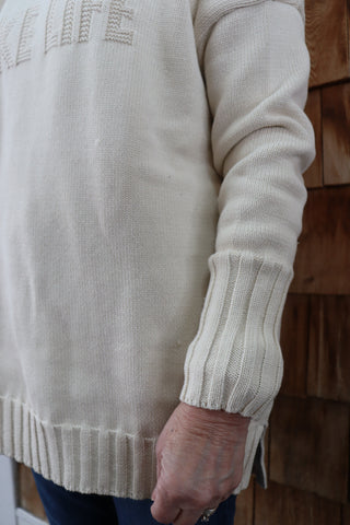 Embossed Lake Life Turtleneck Sweater