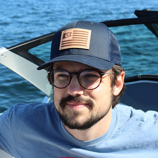 Leather Etched Gage US Flag Hat