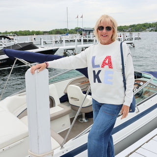LAKE Patchwork Riley Crewneck Cotton Sweater